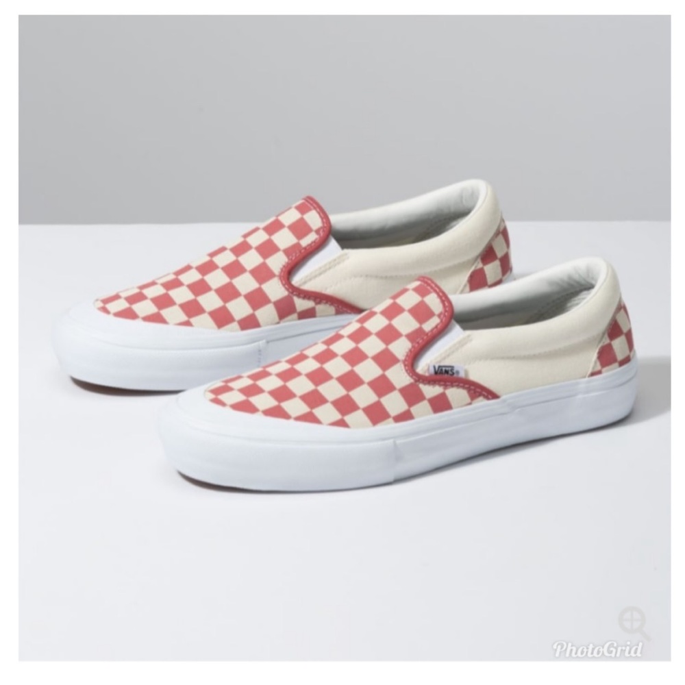 Vans Slip On Skate Shoes  Checkerboard Mineral Red - Picture 2 of 9